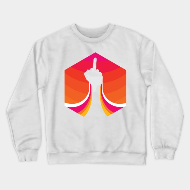 Flip the Bird Bright Orange Design Crewneck Sweatshirt by polliadesign